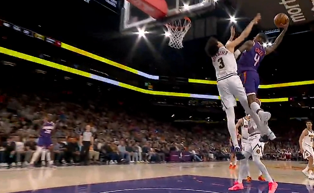 掘金vs太阳第二节关键攻防：格林隔扣被犯规引热